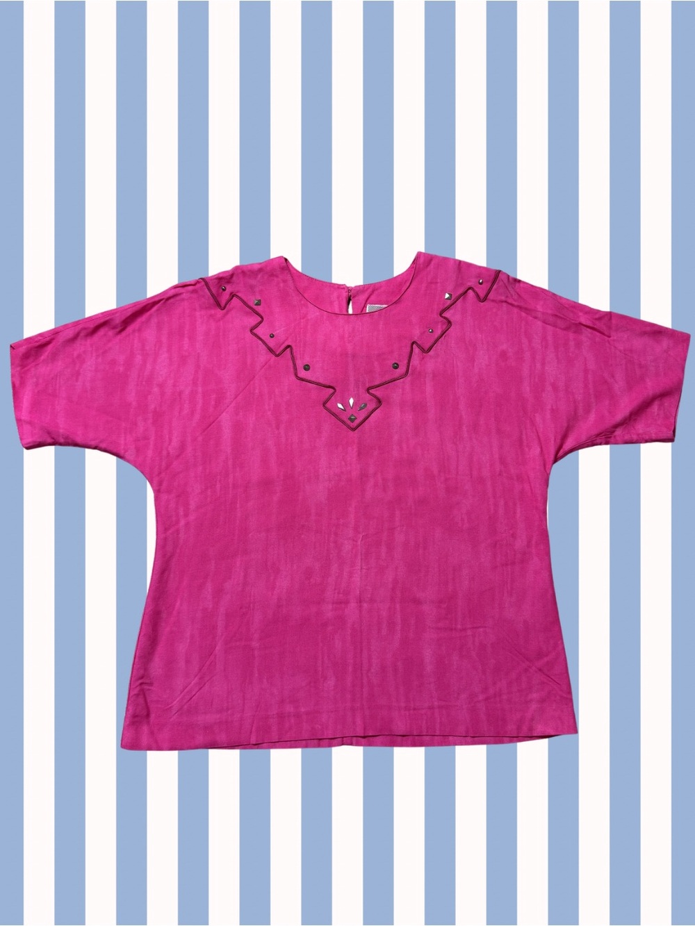Starfire - Vintage Western Hot Pink Top with Silver Studded Detail - Size 12